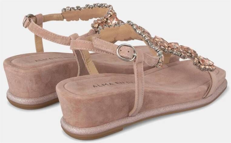 Alma en Pena Rhinestone Sleehak Sandaal Pink Dames