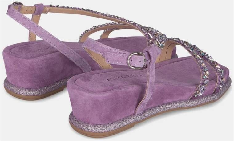 Alma en Pena Rhinestone Sleehak Sandalen Purple Dames