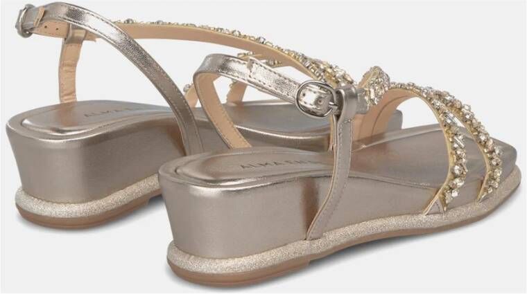 Alma en Pena Rhinestone Sleehak Sandalen Yellow Dames