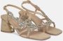 Alma en Pena Rhinestone Square Heel Sandal Beige Dames - Thumbnail 5