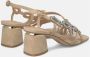 Alma en Pena Rhinestone Square Heel Sandal Beige Dames - Thumbnail 6