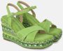 Alma en Pena Rhinestone Wedge Sandaal met Vlechtdetail Green Dames - Thumbnail 3