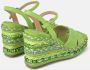 Alma en Pena Rhinestone Wedge Sandaal met Vlechtdetail Green Dames - Thumbnail 4