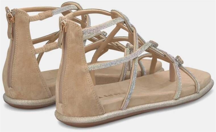 Alma en Pena Sprankelende Platte Sandaal Beige Dames