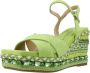Alma en Pena Rhinestone Wedge Sandaal met Vlechtdetail Green Dames - Thumbnail 6