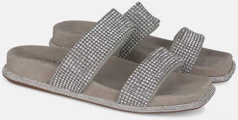 Alma en Pena Strass Straps Platte Sandaal Gray Dames