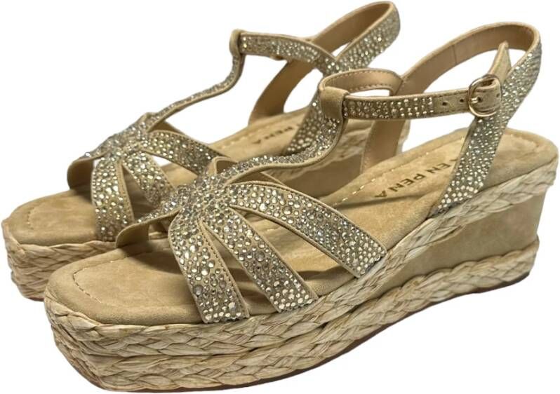 Alma en Pena Suede Sleehak Enkelband Schoenen Beige Dames