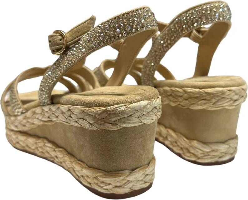 Alma en Pena Suede Sleehak Enkelband Schoenen Beige Dames
