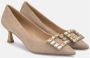 Alma en Pena Vierkante Strass Broche Hak Schoen Beige Dames - Thumbnail 2