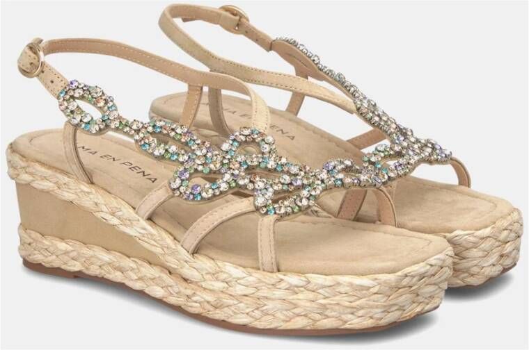 Alma en Pena Wig Sandalen met Strass Beige Dames