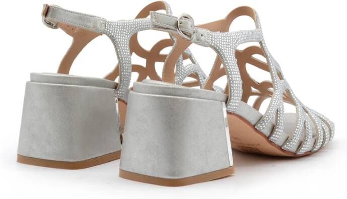 Alma EN Pena Zilveren Sprankelende Leren Sandalen