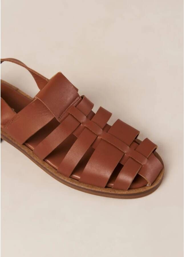 ALOHAS Bruin Leren Vissers Sandalen Bruin Dames