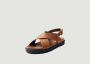 ALOHAS Bruine leren sandalen 3cm hak Brown Dames - Thumbnail 9
