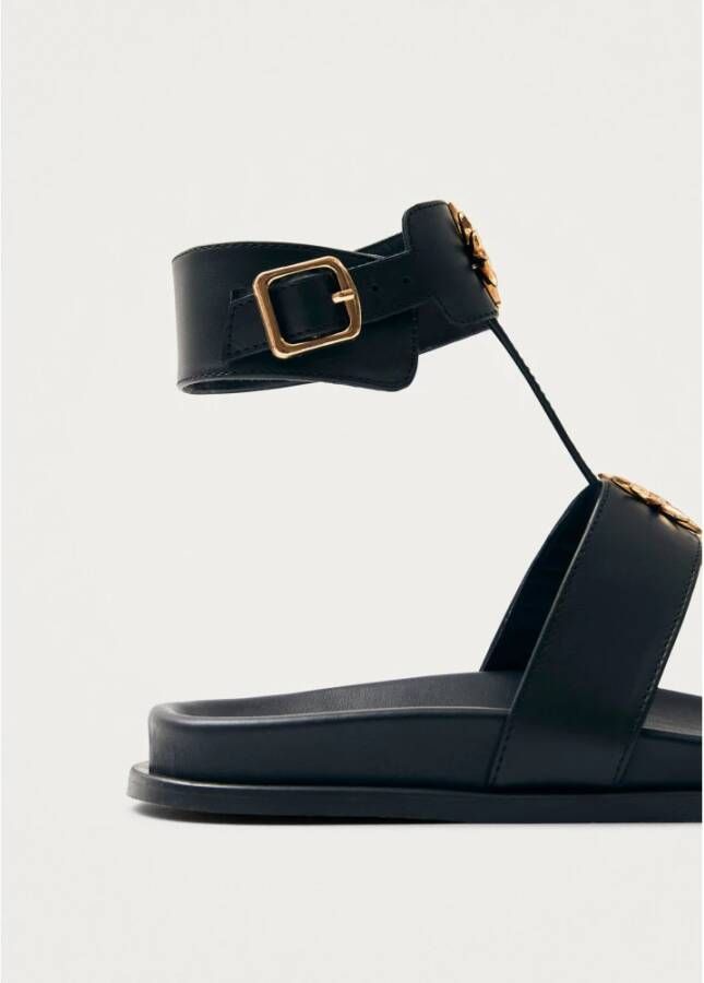 Alohas Clarisa Zwarte Leren Sandalen