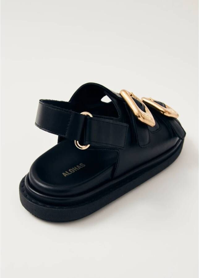Alohas Daria Zwarte Leren Sandalen
