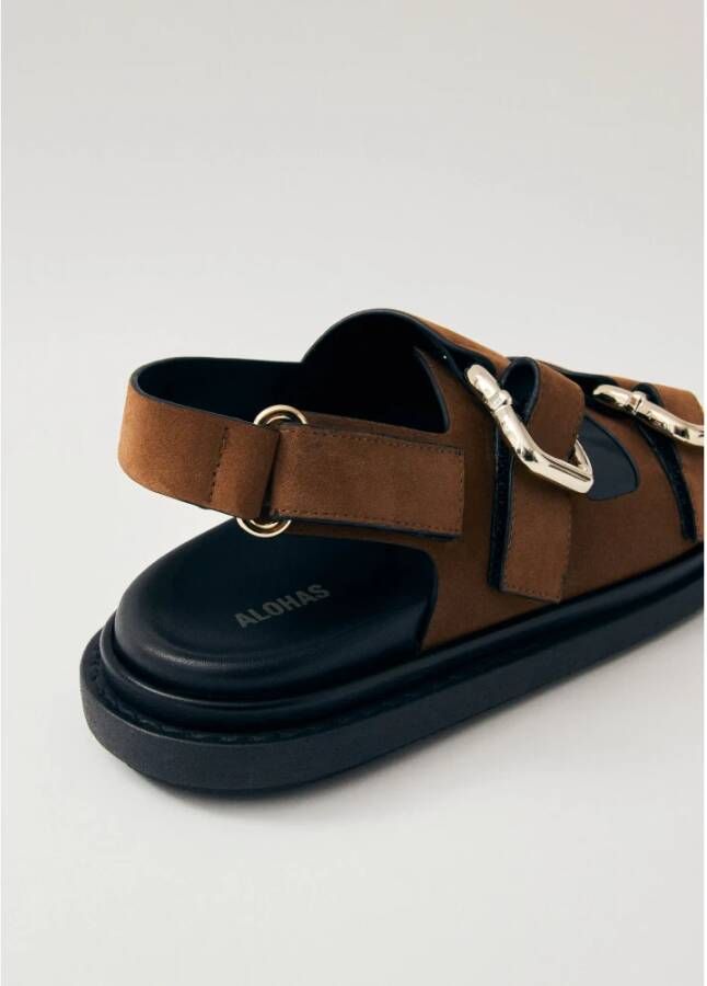 ALOHAS Harper Suède Bruin Leren Sandalen Brown Dames