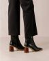 ALOHAS West Vintage Zwarte Leren Enkellaarzen Black Dames - Thumbnail 5