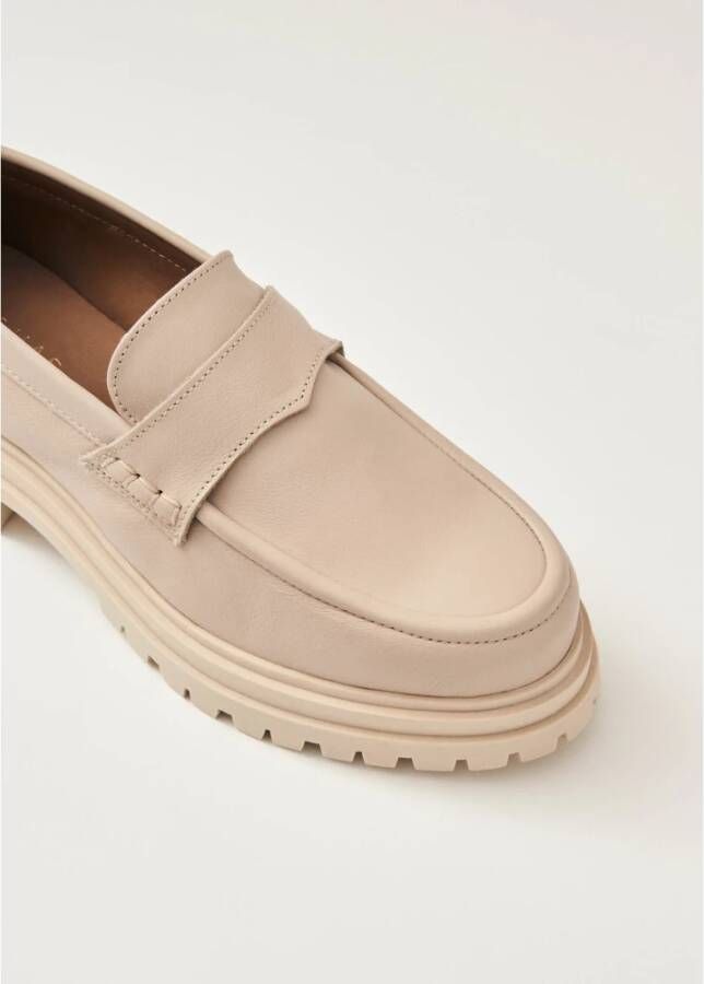 ALOHAS Obsidian Cream Leather Loafers Beige Dames