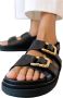 ALOHAS Zwarte leren slingback sandalen Black Dames - Thumbnail 3