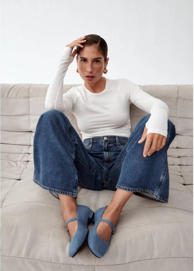 ALOHAS Por Do Sol Denim Blue Denim Ballet Flats Blue Dames