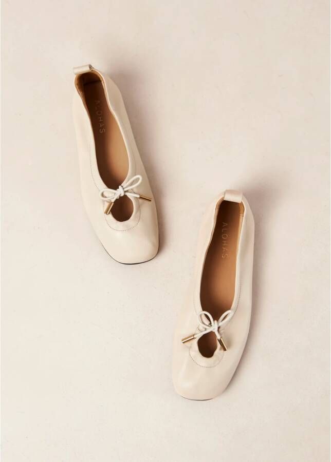 ALOHAS Rosalind Crème Leren Ballet Flats White Dames