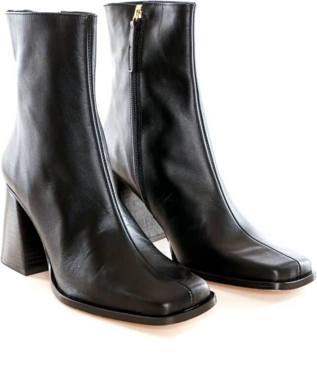 ALOHAS South Enkellaars van glad leer Black Dames