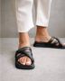 ALOHAS Slip On Kruis Sliders Black Dames - Thumbnail 6