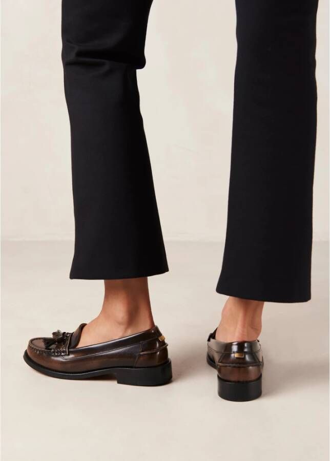 ALOHAS Terrane Geborsteld Muskaatbruin Leren Loafers Brown Dames