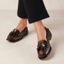 ALOHAS Terrane Geborsteld Muskaatbruin Leren Loafers Brown Dames - Thumbnail 3