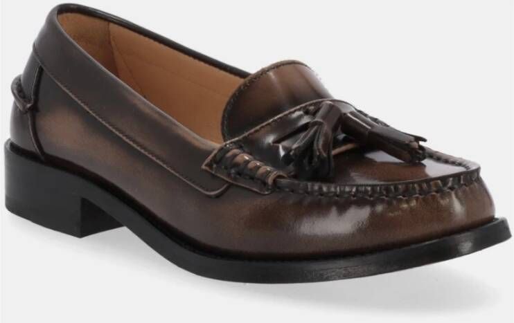 ALOHAS Terrane Geborsteld Muskaatbruin Leren Loafers Brown Dames