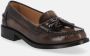 ALOHAS Terrane Geborsteld Muskaatbruin Leren Loafers Brown Dames - Thumbnail 9