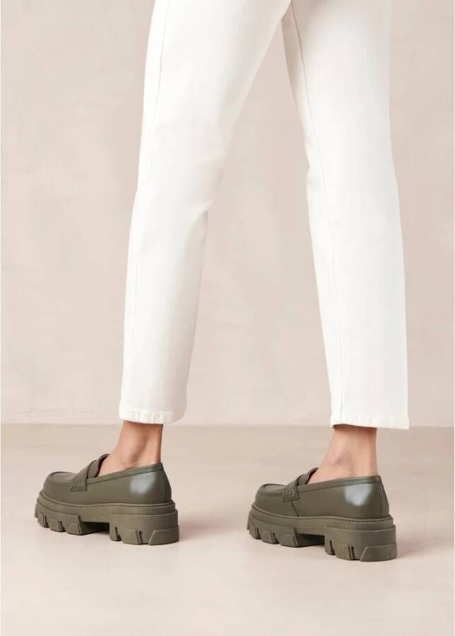 ALOHAS Trailblazer Groene Leren Loafers Green Dames