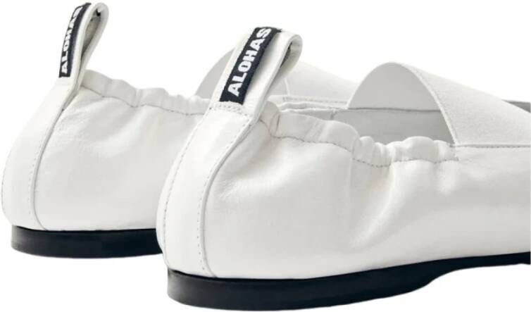 Alohas Witte Leren Ballerina Schoenen Elastiek