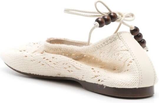 ALOHAS Witte Leren Enkelband Schoenen White Dames