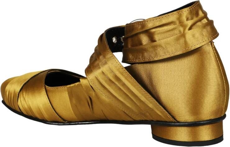Alohas Zijden Gouden Ballerina Leren Veterschoenen