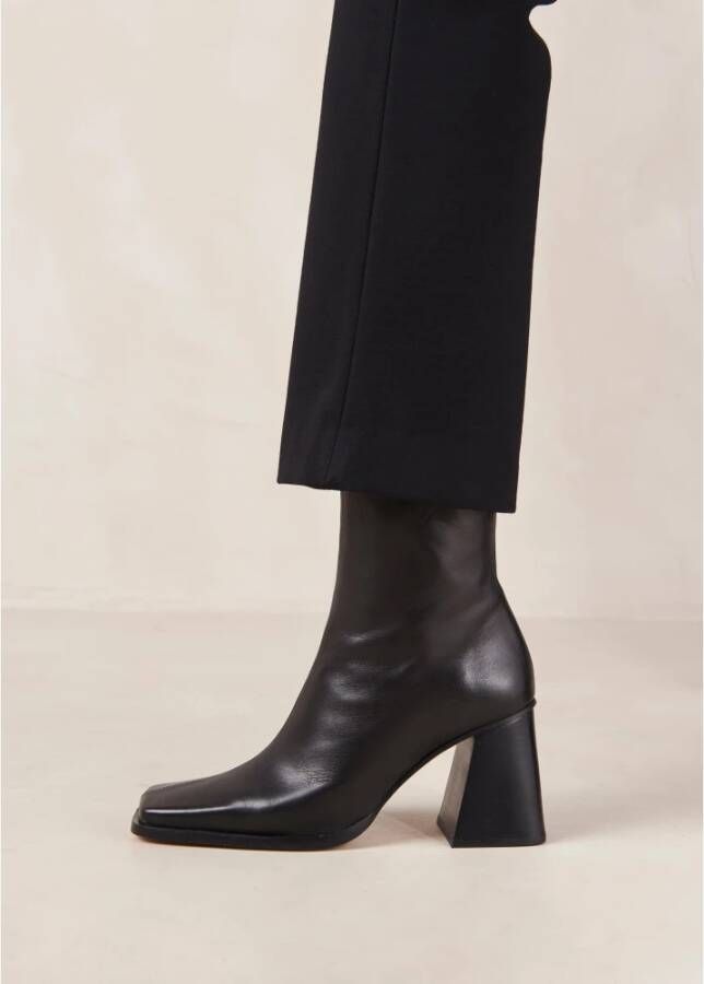 ALOHAS Zuid Zwarte Leren Enkellaarzen Black Dames