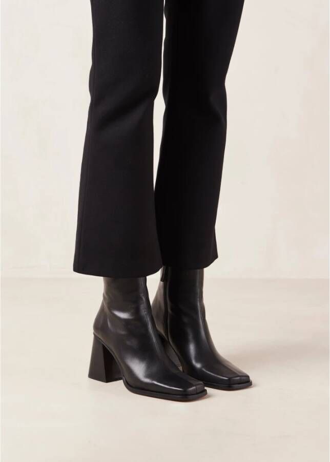 ALOHAS Zuid Zwarte Leren Enkellaarzen Black Dames
