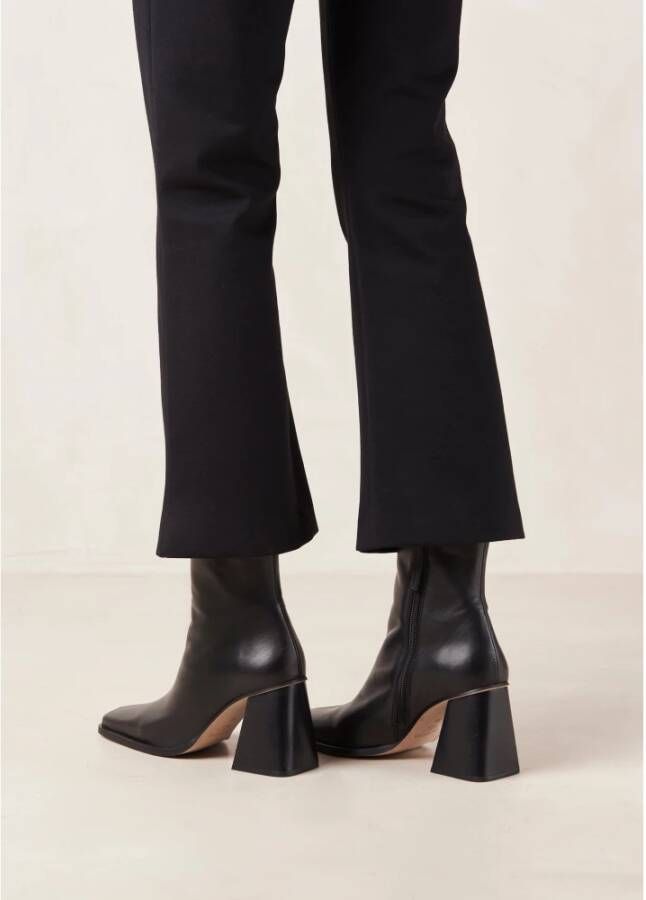 ALOHAS Zuid Zwarte Leren Enkellaarzen Black Dames