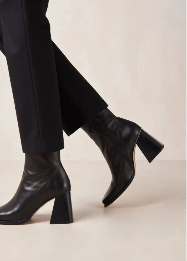 ALOHAS Zuid Zwarte Leren Enkellaarzen Black Dames