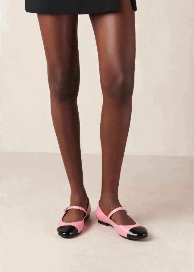 ALOHAS Zwart Roze Leren Ballet Flats Pink Dames