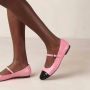 ALOHAS Zwart Roze Leren Ballet Flats Pink Dames - Thumbnail 4