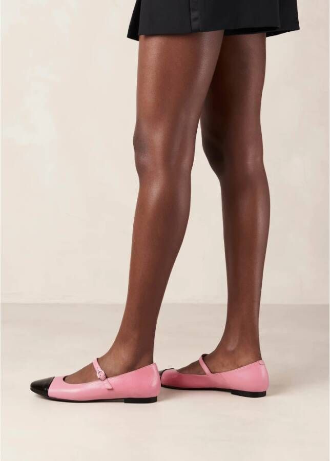 ALOHAS Zwart Roze Leren Ballet Flats Pink Dames