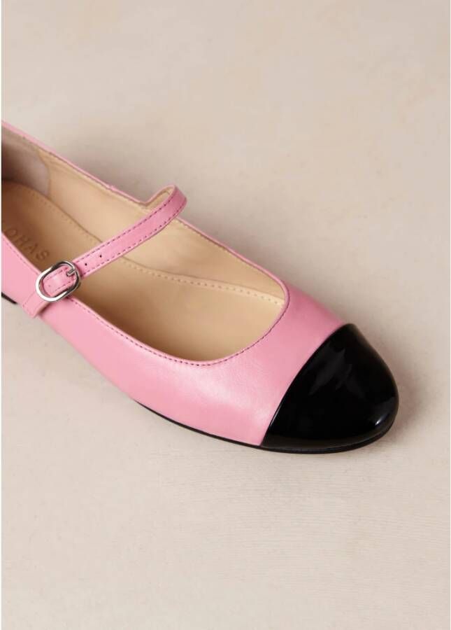 ALOHAS Zwart Roze Leren Ballet Flats Pink Dames