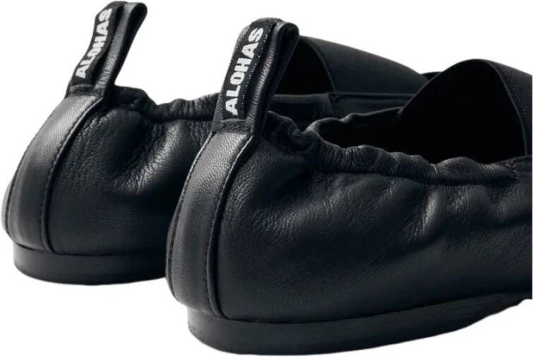 Alohas Zwarte Leren Ballerina Schoenen Elastiek