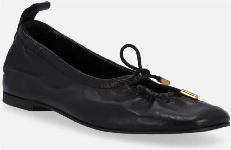 ALOHAS Zwarte leren balletflats Black Dames