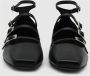 ALOHAS Zwarte leren band ballerina schoenen Black Dames - Thumbnail 3