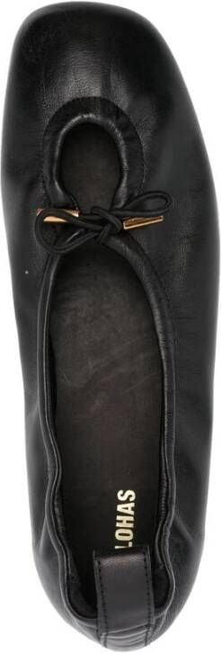 ALOHAS Zwarte Leren Keyhole Detail Platte Schoenen Black Dames