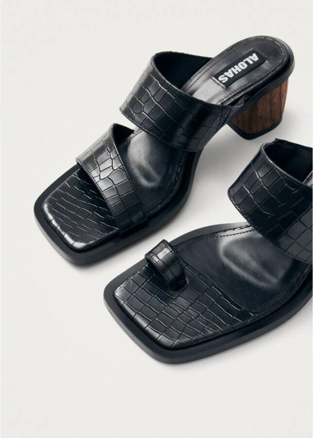 Alohas Zwarte leren sandalen