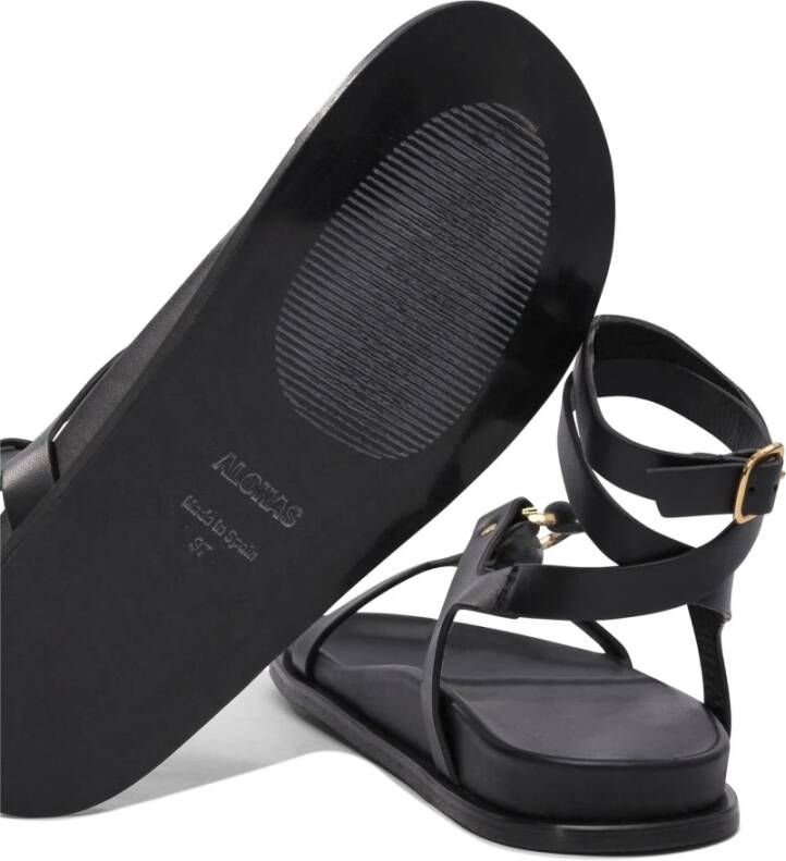 Alohas Zwarte Leren Sandalen voor Vrouwen