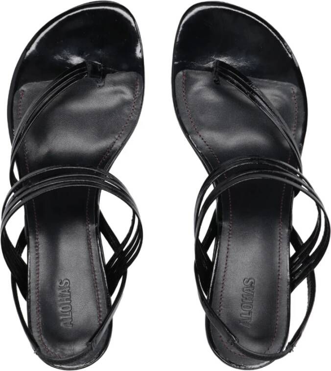 Alohas Zwarte Suède Sandalen met Houten Hak